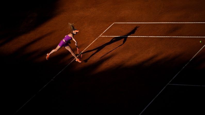 Elina Svitolina serves the ball during an Italian Open semifinal on Saturday, May 20. Svitolina would go on to win the tournament.