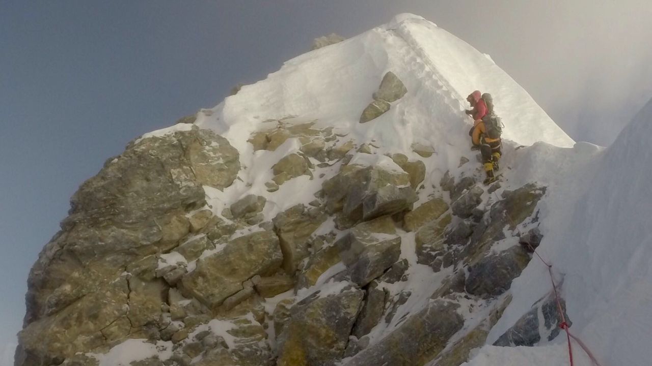 The Hillary Step, which veteran British climber Tim Mosedale says has collapsed. 