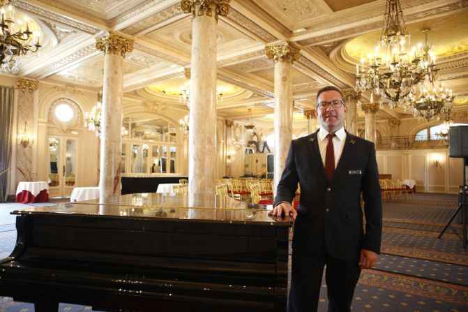 <strong>Les Clefs d'Or: </strong>Maxime Nerkowski, head concierge at the InterContinental Carlton Cannes, pictured in the hotel's Grand Salon. It was in this room that an agreement was signed between nine European nations to expand Les Clefs d'Or, France's elite body of concierges, into an international entity.