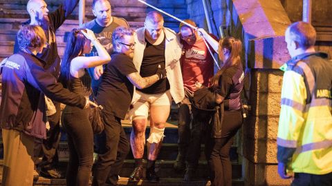 Emergency crews evacuated victims at the Manchester Arena Monday night.