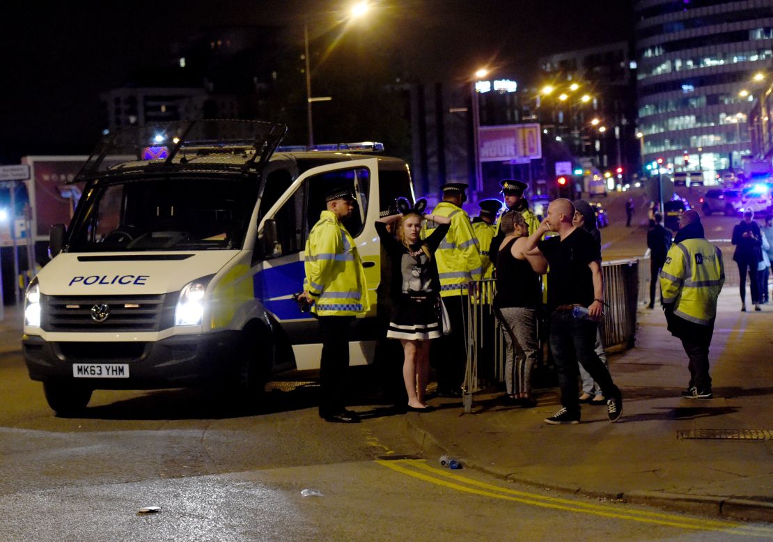 The scene outside Manchester Arena on Monday night.