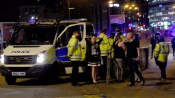 Mandatory Credit: Photo by MCPIX/REX/Shutterstock (8828094h)The scene outside the Manchester Arena where serious incident has taken place.Explosion at Manchester Arena, UK - 22 May 2017
