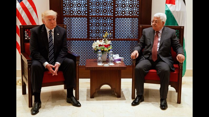 Trump meets with Mahmoud Abbas, the President of the Palestinian Authority, on May 23. Trump met with Israeli leaders the day before and said he believes both sides <a href="index.php?page=&url=http%3A%2F%2Fwww.cnn.com%2F2017%2F05%2F23%2Fpolitics%2Ftrump-israel-museum-peace%2F" target="_blank">"are ready to reach for peace." </a>