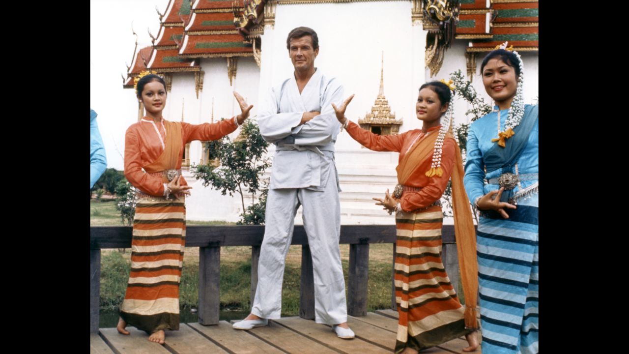 Moore on the set of "The Man With The Golden Gun."