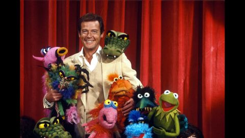 Moore and friends on the set of "The Muppet Show" in 1980.