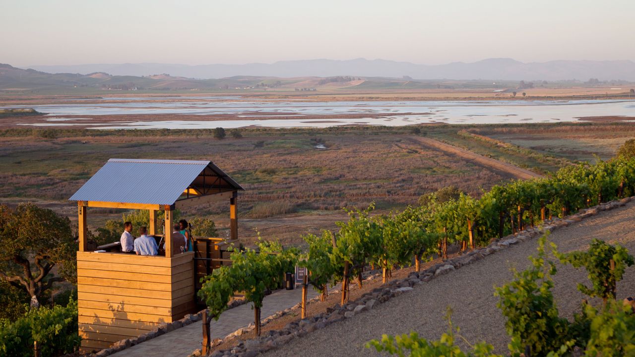 <strong>California Wine Country: </strong>The beach-style cabanas offer a bird's-eye view over the winery's 35-acre vineyards. As an added bonus, the Italian-inspired winery also has its own pizza oven. 