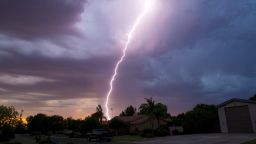 Lightning strikes east Mesa, Ariz., Friday, July 29, 2016. (Michael Chow/The Arizona Republic via AP)