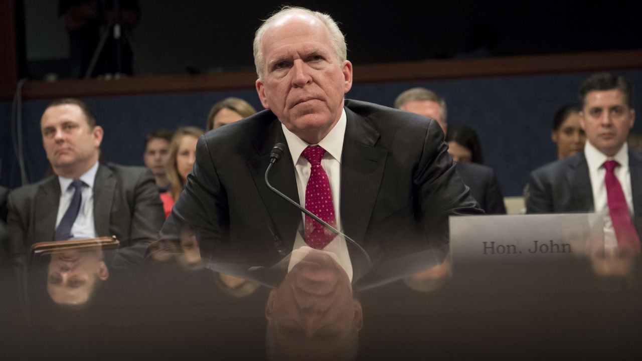 Former CIA Director John Brennan testifies during a House Permanent Select Committee on Intelligence hearing about Russian actions during the 2016 election on Capitol Hill in Washington, DC, May 23, 2017. / AFP PHOTO / SAUL LOEB (Photo credit should read SAUL LOEB/AFP/Getty Images)