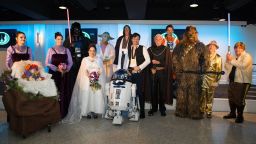 Tom Proprofsky and Liza Rios-Proprofsky spent almost two years planning their "Star Wars" wedding
