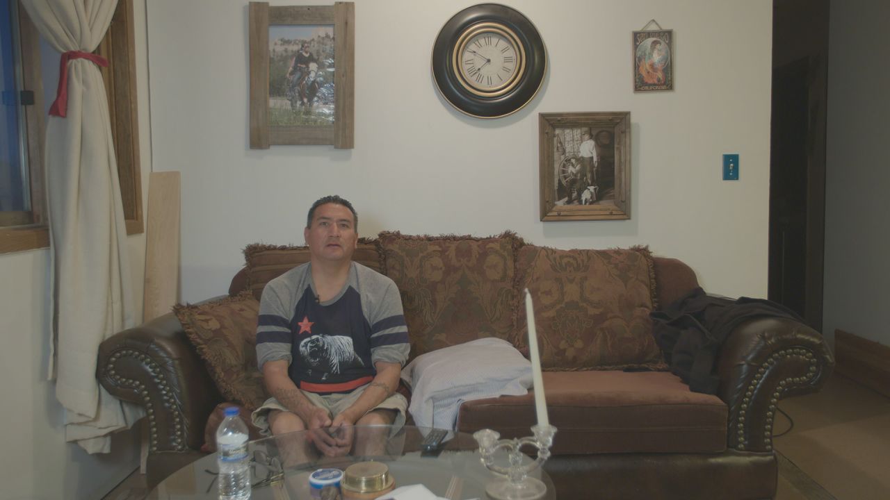 Virgil Poafpybitty inside of his home on the Pine Ridge Indian Reservation in South Dakota.