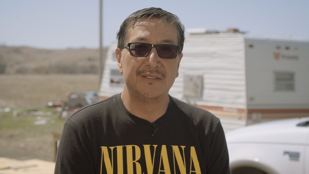 Chris Cuny outside of his home on the Pine Ridge Indian Reservation in South Dakota.