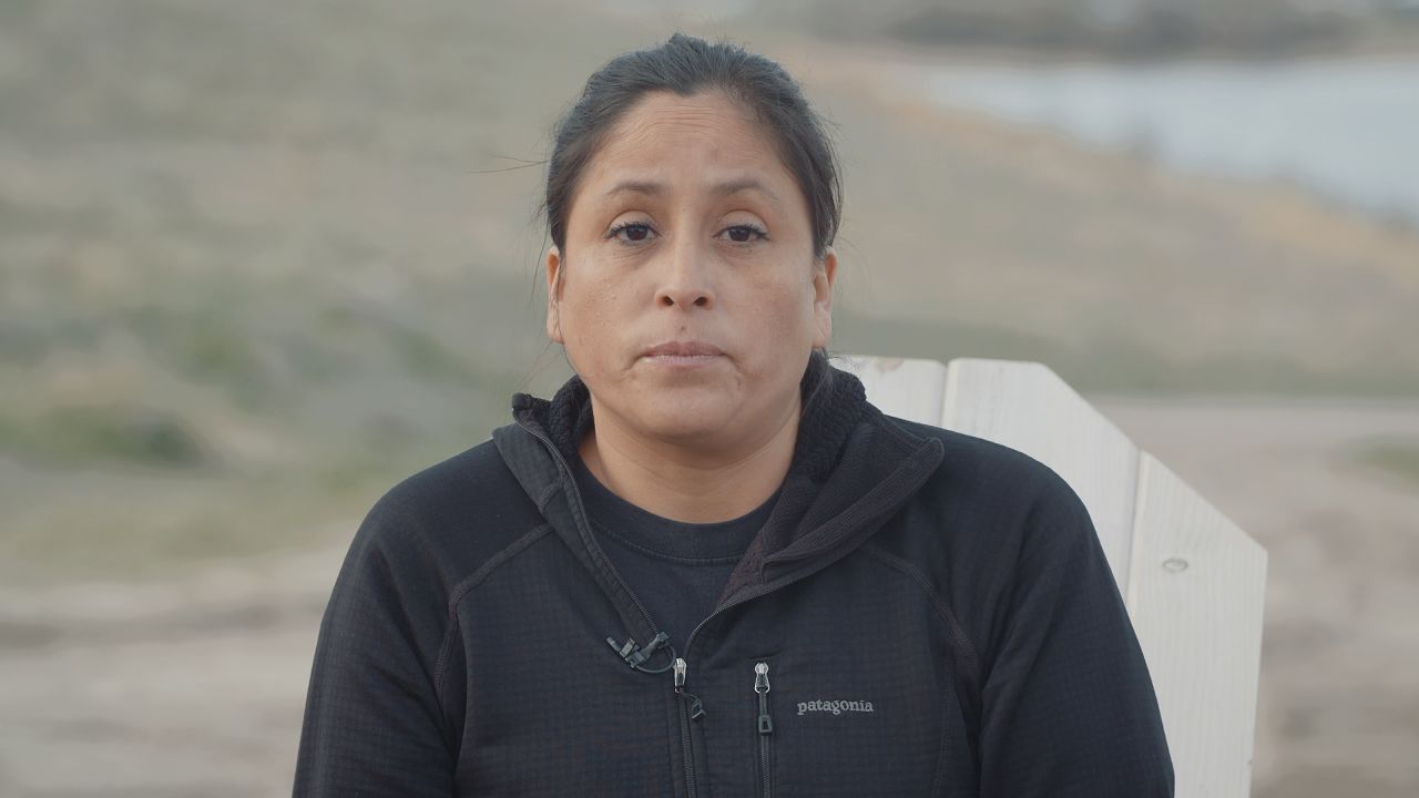 Antoinette Poafpybitty outside of her home on the Pine Ridge Indian Reservation in South Dakota.