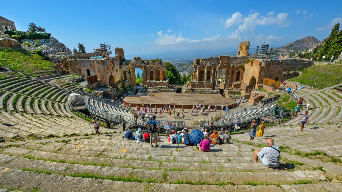 <strong>Greek Theater of Taormina, Sicily: </strong>Taormina is a tourist hotspot on Sicily's east coast, famed for its mountainside setting in the shadow of Mount Etna, breathtaking sea views, Greek and Roman history, plus top-notch beaches, wining and dining.  