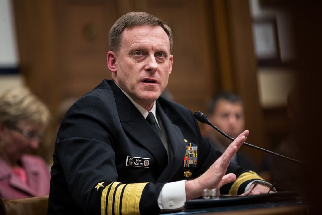 WASHINGTON, DC - MAY 23: Admiral Michael Rogers, Director of the National Security Agency and commander of U.S. Cyber Command, testifies during a House Armed Services Committee hearing concerning the fiscal year 2018 budget request for U.S. Cyber Command, on Capitol Hill, May 23, 2017 in Washington, DC. 