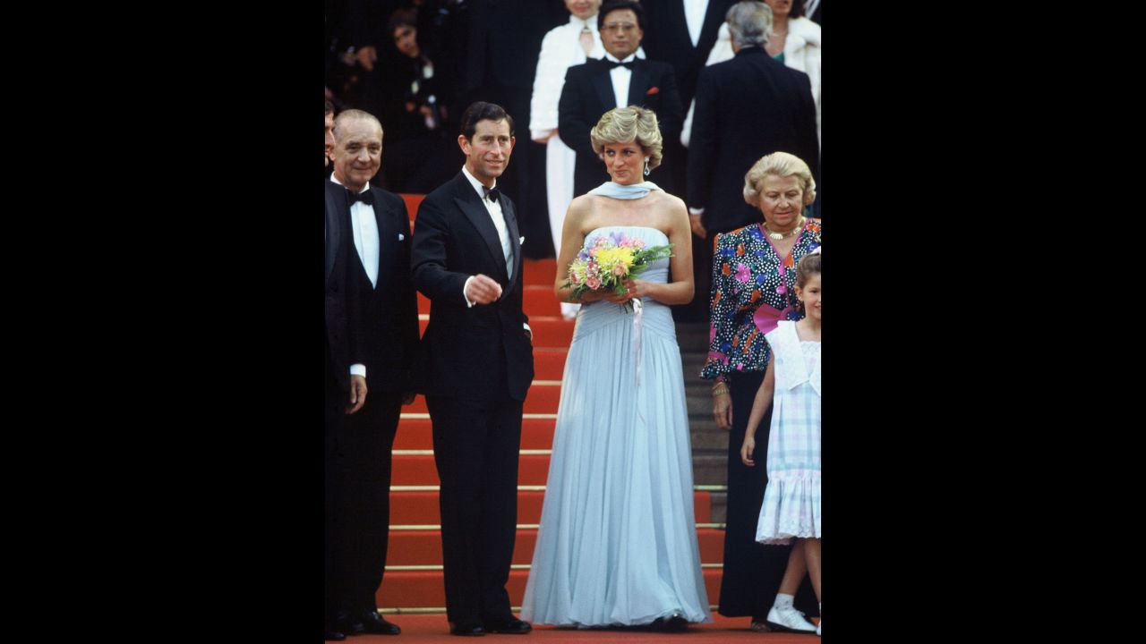 Prince Charles and Princess Diana had been married for seven years by the time they took to the red carpet at Cannes. Wearing a blue chiffon dress by Catherine Walker, the princess delighted the press when she walked up the Palais steps on May 15. Years later, <a href="http://www.telegraph.co.uk/news/1478421/Diana-I-thought-of-running-off-with-lover.html" target="_blank" target="_blank">the Telegraph reported </a>an unsettling footnote to the event: According to tapes recorded in 1992 with her voice coach, Prince Charles told Diana of the death of her alleged lover Barry Mannakee, in a limousine on the way to the festival.