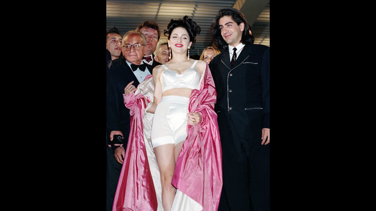 In 1991 Cannes festival featured "In Bed With Madonna," a documentary following the singer's Blond Ambition World Tour, which included cameos from many within the film world. Arriving for the gala screening, she broke all kinds of red carpet rules with a silk conical bra by Jean-Paul Gaultier. 