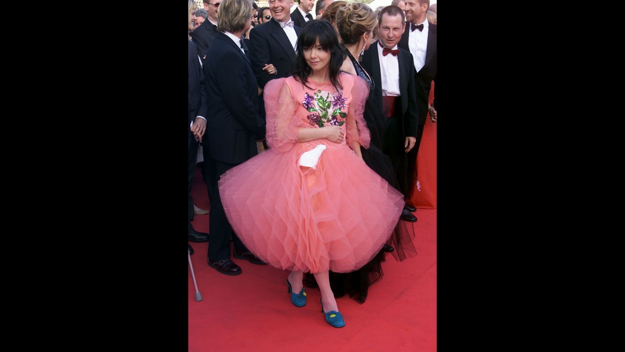 Before her infamous swan dress at the 2001 Oscars, Bjork walked the carpet in a pink tulle confection by Marjan Pejoski in 2000. The Icelandic singer was on press duties for Lars Von Trier's "Dancer In The Dark," for which she won the award for best actress. 