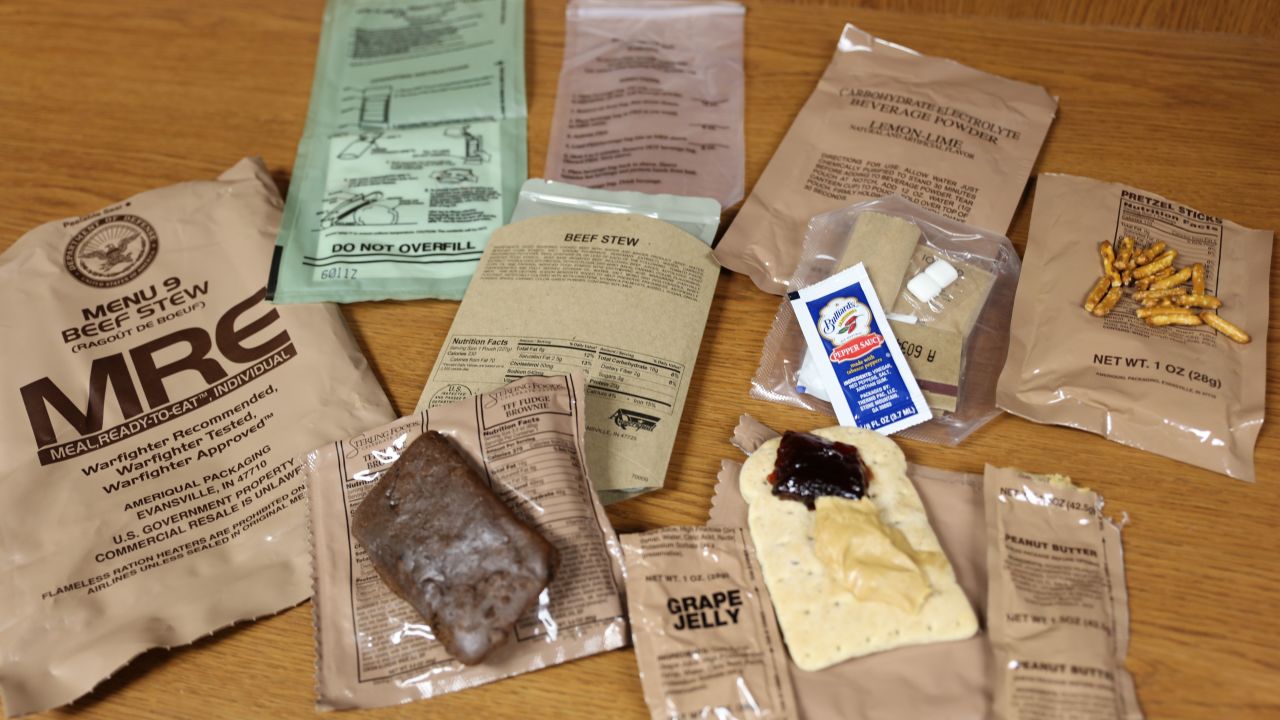 A typical MRE will contain all the elements of a full meal and can range from beef stew to tuna fish to a veggie offering. <br />"There are three of them a day, providing 3,500 to 3,800 calories," Deuster said. "Every year, the menus change, adding new items and removing others to be healthier, based on research conducted in the field."