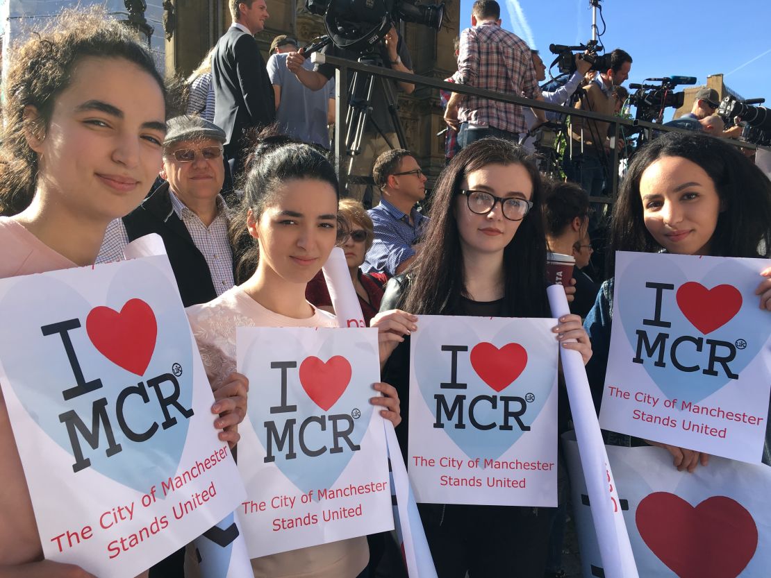 Hannah Bougherira (far left) said she was shocked that a terrorist had plotted to attack a concert packed with young girls: "To think he's planned butchering these kids is disgusting."