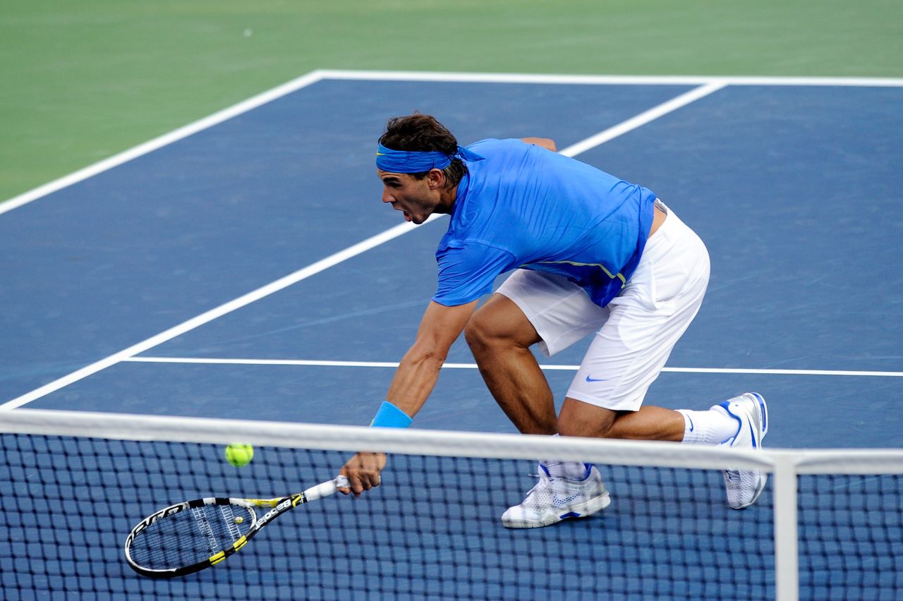 Rafael Nadal is one of the most notorious grunters in the men's game. He has a style that insists he "works very hard," Jones explains. "Rafa's noise isn't just about the strike, it's the fight within."