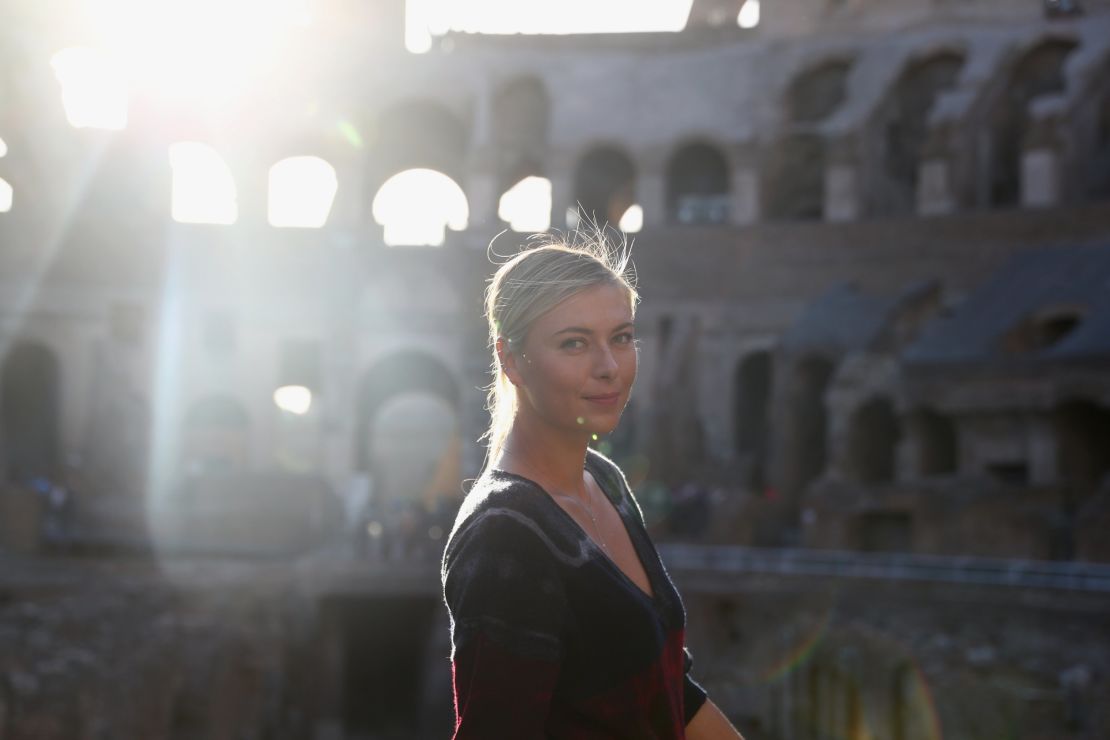 Sharapova poses for a portrait inside the Rome Colosseum.
