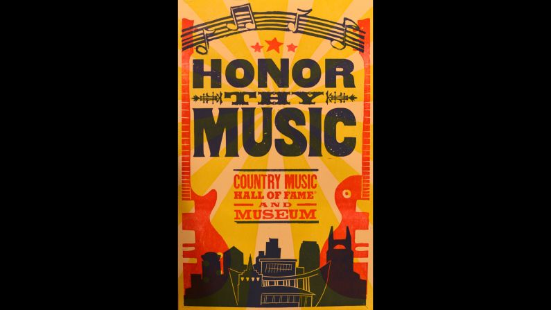 This Hatch Show Print poster was created in 2015 to sell in the gift shop of the Country Music Hall of Fame and Museum.