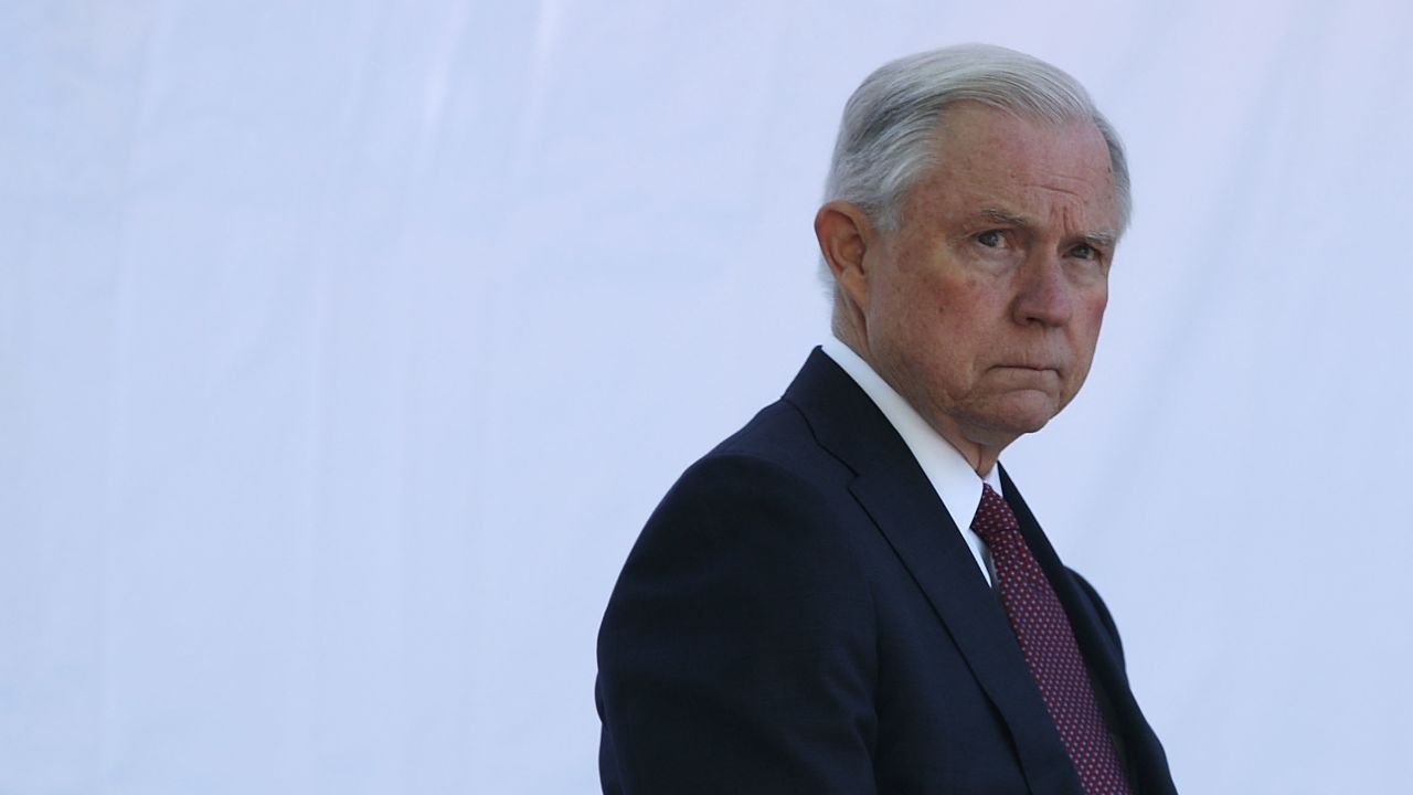 WASHINGTON, DC - MAY 09:  U.S. Attorney General Jeff Sessions waits to be introduced during a Bureau of Prisons Correctional Worker's Week Memorial Service at the National Law Enforcement Officers Memorial May 9, 2017 in Washington, DC. The Bureau of Prisons held the event to pay tribute to the agency's fallen heroes.