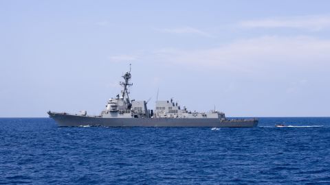 Arleigh Burke-class guided-missile destroyer USS Dewey in the South China Sea on May 5.