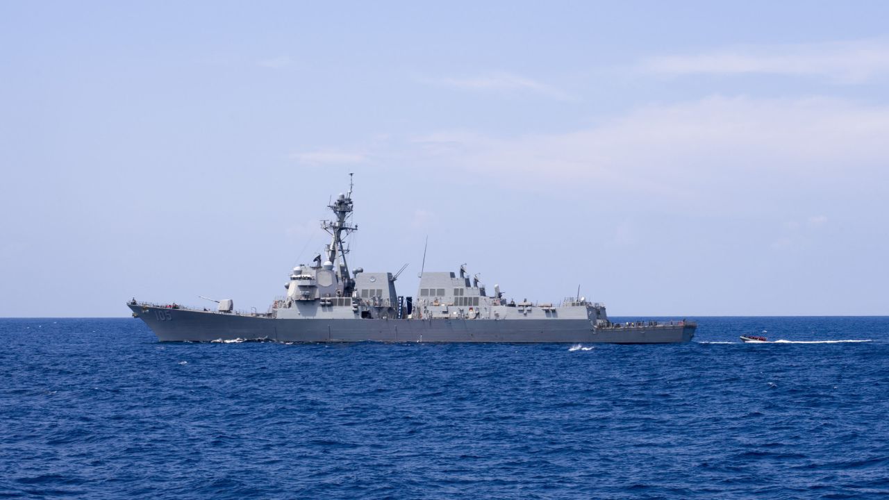 Arleigh Burke-class guided-missile destroyer USS Dewey in the South China Sea on May 5.