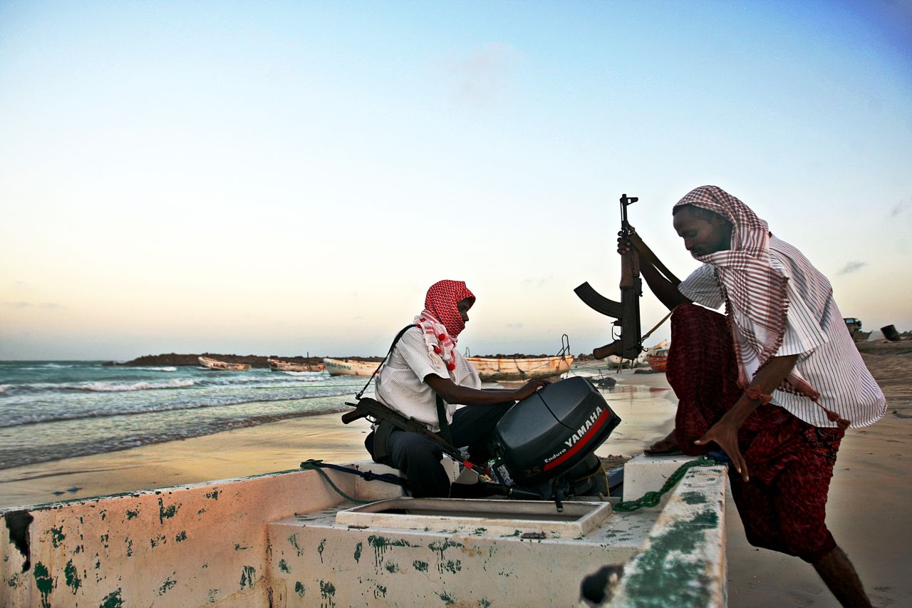 Somali pirates carrying out preparations to a skiff boat used to attack ships. A spate of hijackings in the High Risk Area (HRA) off the Somali coast has raised alarm after a period of calm. 