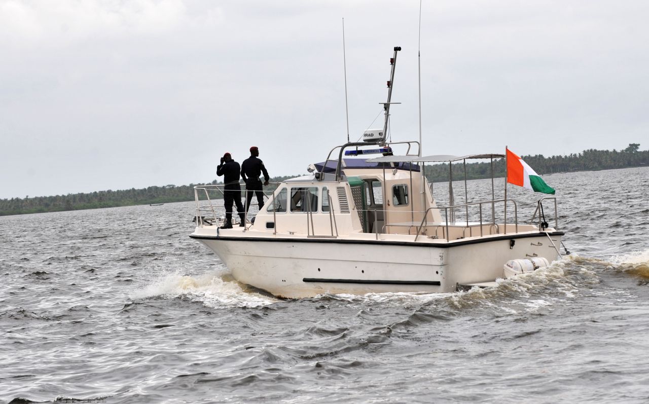 Coast guard officers on patrol in Ivorian waters. A recent report shows piracy has spread rapidly in West Africa. 