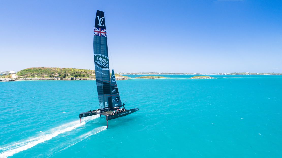 Land Rover BAR in America's Cup training during a practice run in Bermuda.