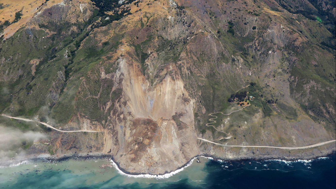 This aerial photo, taken Monday, May 22, shows a massive landslide <a href="http://www.cnn.com/2017/05/24/us/california-landslide-scenic-highway/" target="_blank">that buried a section of California's Pacific Coast Highway.</a> No one was hurt, officials said, as that part of the highway was already closed because of heavy rains.