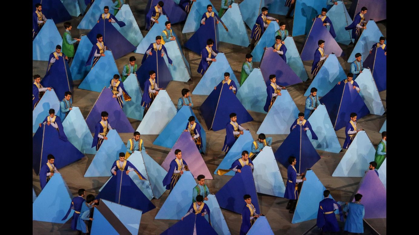 Dancers perform Monday, May 22, during the closing ceremony of the Islamic Solidarity Games in Baku, Azerbaijan.