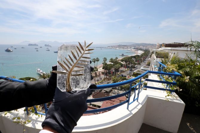 <strong>Palme d'Or: </strong>Shown from a balcony of the Martinez, a Palme d'Or trophy -- the festival's top honor. Designed by Chopard, the brand books a floor of the hotel to accommodate all the jewelry worn by the stars. In the past there have been high-profile heists in Cannes, and today there's extensive security surrounding the gems at all times.