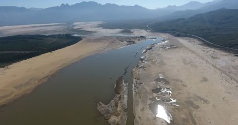 The Theewaterskloof Dam on May 8 experienced an extremely low water level.