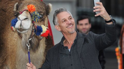 Walkers' spokesman Gary Lineker takes a selfie of his own during the launch of an earlier promotional campaign for the British snack maker.