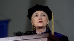 WELLESLEY, MA - MAY 26: Hillary Clinton speaks at commencement at Wellesley College May 26, 2017 in Wellesley, Massachusetts.