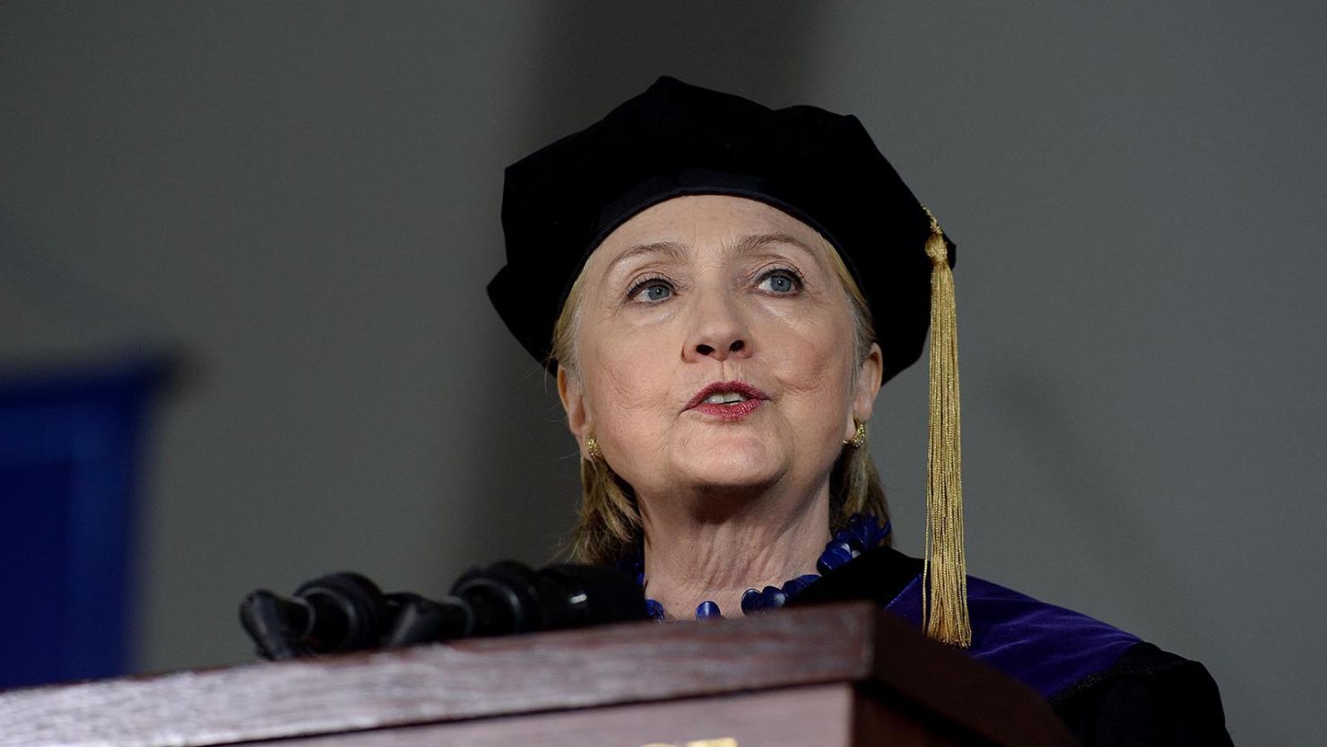 Hillary Clinton speaks at commencement at Wellesley College May 26, 2017, in Wellesley, Massachusetts.