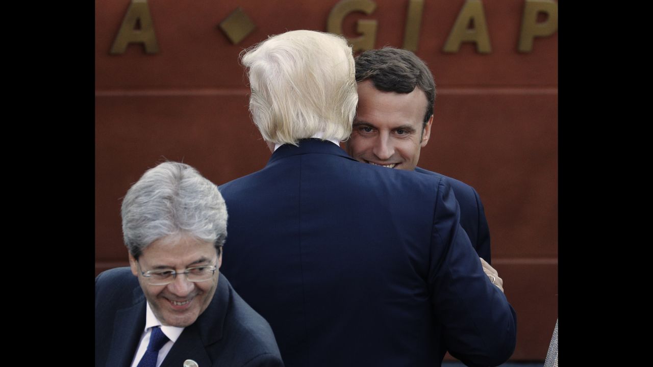 Trump embraces new French President Emmanuel Macron on May 26.