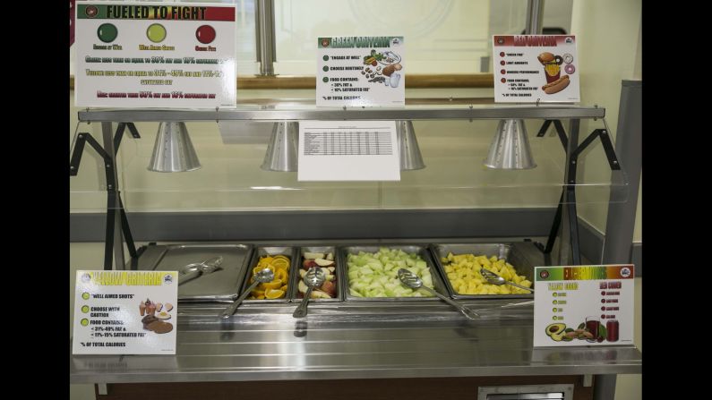 In Okinawa, Japan, oranges, apples, melon and pineapple are served at the dessert bar for breakfast, lunch and dinner as part of the new "Go for Green" program.<br />"Go for Green is a healthy-eating initiative in which foods are labeled green, yellow and red," Deuster said. "It's not calorie-dependent. Instead, green signifies foods with greatest nutrition density." <br />The 12th Marines Mess Hall in Okinawa received the award for best chow hall in the Marine Corps in 2015.