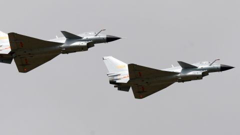 Chinese J-10 fighters fly at Airshow China in Zhuhai in 2010.