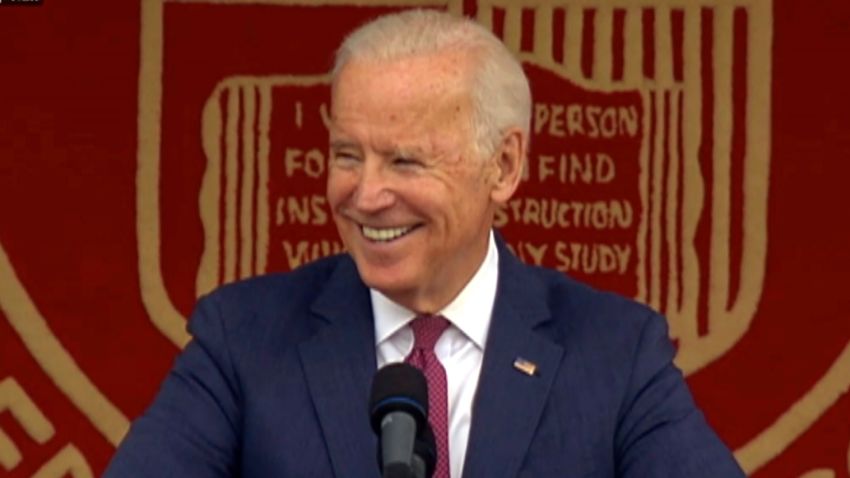 Former Vice President Joe Biden speaks at Cornell University's graduation ceremony on May 27.