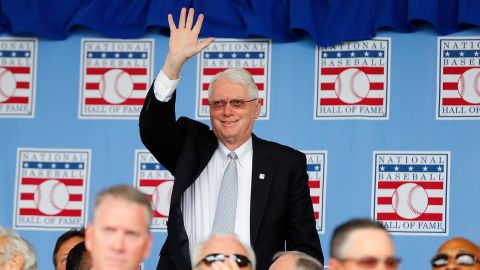 COOPERSTOWN, NY - JULY 27: Hall of Famer Jim Bunning is introduced during the Baseball Hall of Fame induction ceremony at Clark Sports Center on July 27, 2014 in Cooperstown, New York. 