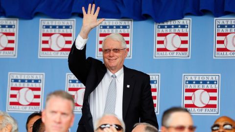 COOPERSTOWN, NY - JULY 27: Hall of Famer Jim Bunning is introduced during the Baseball Hall of Fame induction ceremony at Clark Sports Center on July 27, 2014 in Cooperstown, New York.