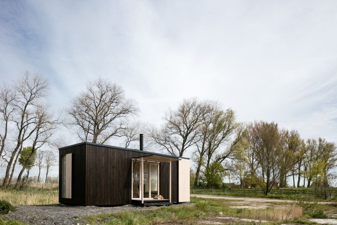 The designers behind <a href="index.php?page=&url=http%3A%2F%2Fark-shelter.com%2Fen%2F" target="_blank" target="_blank">Ark Shelter</a> created a prefabricated cabin that can be installed without a foundation. The structure, which starts at $59,000, includes everything from the furniture to a rainwater collection system and wind-power generator.<br />
