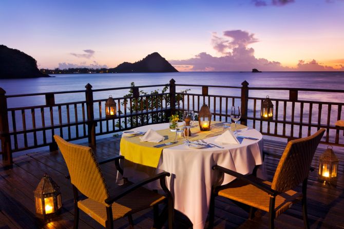 <strong>Cap Maison, St. Lucia:</strong> Why would anyone dine inside with views like this? Cap Maison offers a range of personalized outdoor dining experiences.