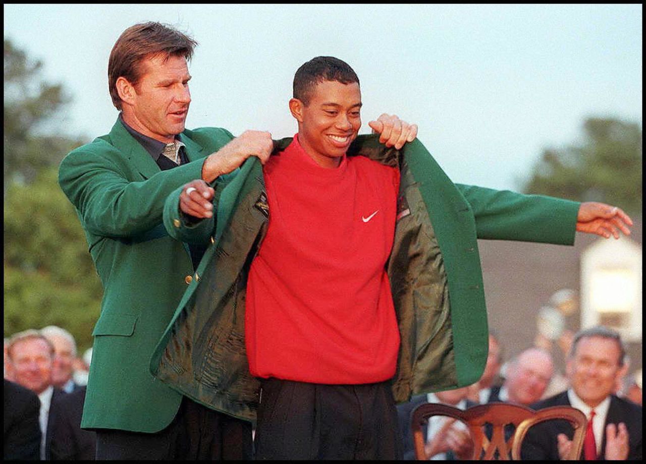 Woods set out on his legendary path by becoming the youngest winner of the Masters -- at 21 -- with a record 12-shot win in 1997. 