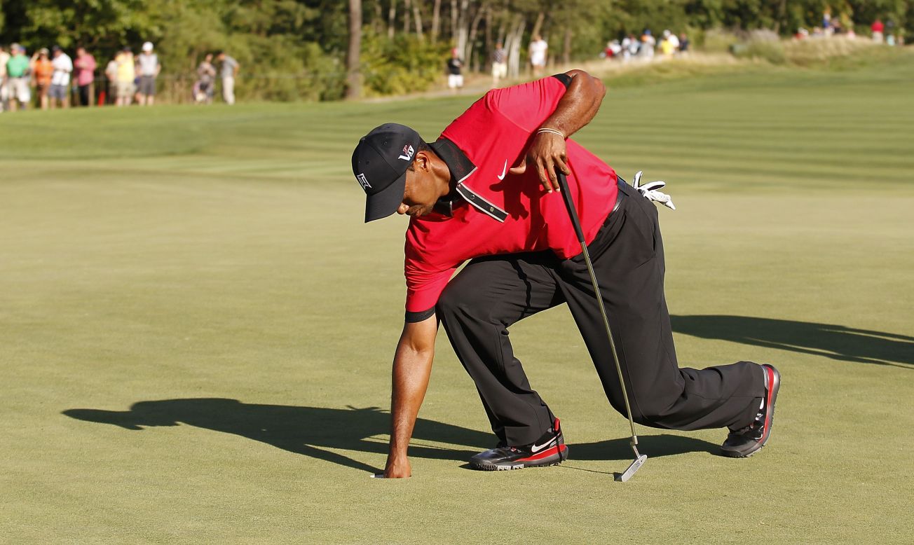 Later in 2013 there were signs all was not well as Woods was seen to be in pain as he picked the ball out of the hole at the Barclays tournament in August. He missed the Masters the following April for the first time since 1994 to undergo back surgery.