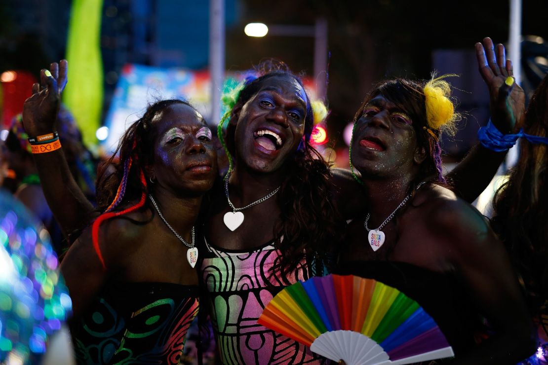 Members of the Tiwi Islands transgender community attend the Sydney Gay and Lesbian Mardi Gras parade in Sydney.